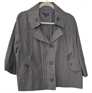 Nautica Grey Short Trench Jacket XL Lightweight Classic Button Coat